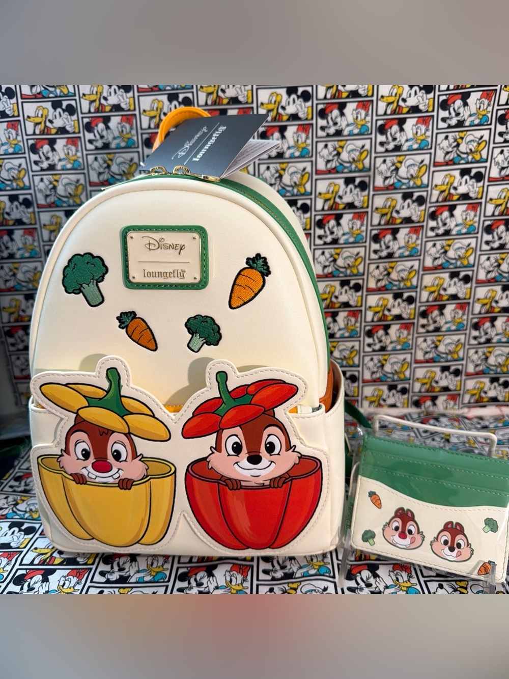 Loungefly Disney Chip Dale Veggies Mini Backpack&cardholder Exclusive NWT2026